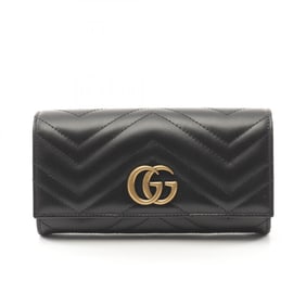 GUCCI GG Marmont Bi-fold Long Wallet Leather Women's Black 443436DTD1T1000