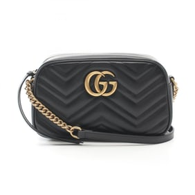 GUCCI GG Marmont Shoulder Bag Leather Women's Black 447632DTD1T1000