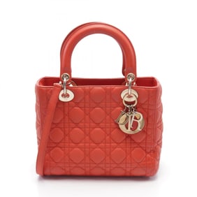 Christian Dior LADY DIOR Lady handbag bag leather ladies orange