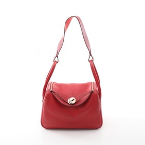 Hermes Lindy 26 Verso Shoulder Bag Leather Taurillon Clemence Women's Red Rouge Cazac