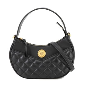 Versace Medusa Quilted Hobo 2way Hand Shoulder Bag Leather Black 1011782A03912 Gold Hardware