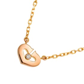 Cartier C Heart Diamond Necklace 39cm K18 PG Pink Gold 750