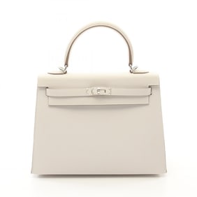 Hermes Kelly 25 Handbag Bag Epsom Leather Women's White 038416CK