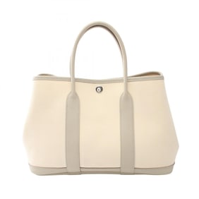 Hermes HERMES Garden TPM Tote Bag Leather Toile Chevron Women's Ivory Gray