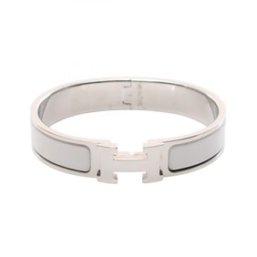 Hermes Click H PM Bracelet Stainless Steel Enamel Women's Silver White