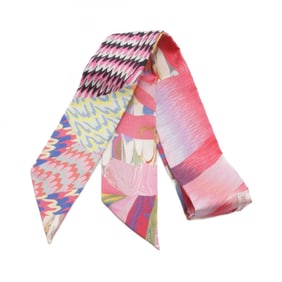 Hermes HERMES Twilly ALL OVER MARBLE Scarf Silk Women's Pink Multicolor