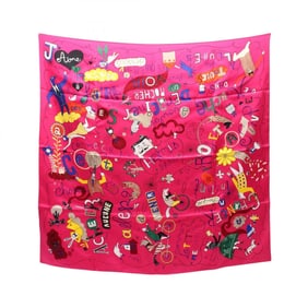 Hermes HERMES Carré 90 Les Confessions Scarf Silk Women's Pink Multicolor