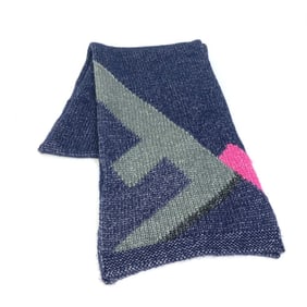 FENDI F logo knitted scarf wool silk women's navy