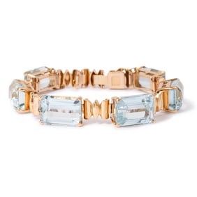 18K ROSE GOLD  AQUAMARINE BRACELET