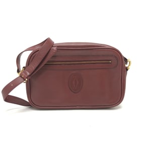 CARTIER Must Line Crossbody Bag Shoulder Leather Women's Wine Red