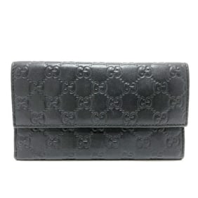 GUCCI 257303 Shima Line GG Wallet Long Embossed All-over Pattern Tri-fold Leather Women's Black