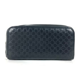 GUCCI 278635 GG Micro Guccissima Clutch Bag Travel Case Long Wallet Leather Men's Women's Black