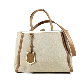 FENDI 8BH250 2WAY bag, handbag, shoulder Toujour, leather, canvas, women's, beige