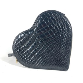 FENDI Vintage Heart Backpack Bag Rucksack Leather Women's Black