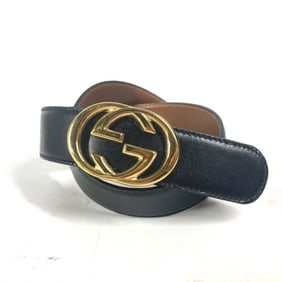 GUCCI 036・519・2964 Vintage GG Logo Buckle Accessory Belt Leather Women's Black