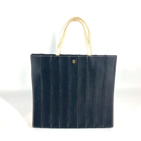 FENDI Vintage Logo Tote Bag Handbag Nylon Leather Women's Black