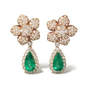 PLAT/18K  EMERALD & EARRINGS (CERT)