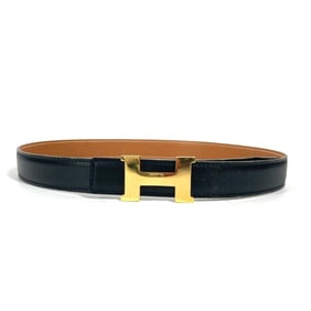 HERMES Hermes H Belt Mini Constance Accessories Thin Box Calf Cushvel Women's Black