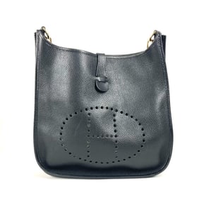 HERMES Hermes H punching logo Evelyn 1 GM crossbody bag shoulder leather men women black