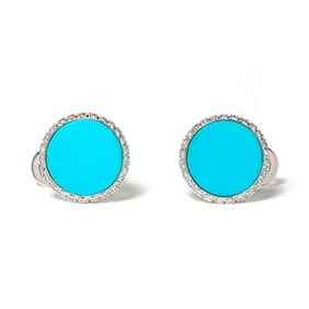18K WHITE GOLD  TURQUOIS & EARRINGS
