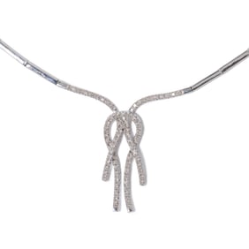 18K WHITE GOLD ITALIAN DIAMOND NECKLACE