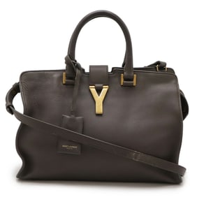 SAINT LAURENT PARIS YSL Yves Saint Laurent Y-Line Petit Cabas Handbag Shoulder Leather Grey 311210