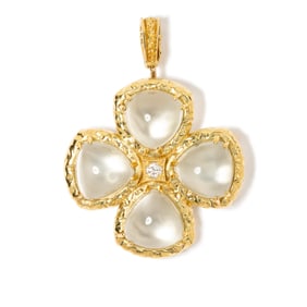 18K YELLOW GOLD  MOONSTONE & PIN