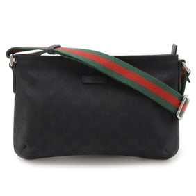 GUCCI Gucci GG Canvas Sherry Line Shoulder Bag Pochette Leather Black Green Red 189749