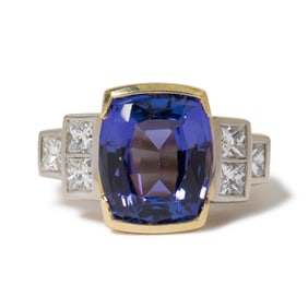 18K YELLOW & WHITE MAYORS TANZA & RING