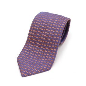 HERMES Hermes Fasonne H H-woven tie, bicolor, 100% silk, Violet, purple, orange