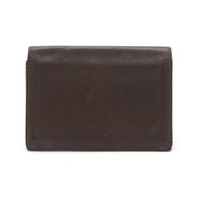 HERMES Hermes card case, business holder, pass Veau Epsom leather, dark brown, O stamp
