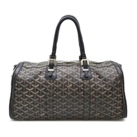 GOYARD Croisjour 40 Handbag Herringbone Pattern PVC Leather Black Brown White
