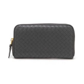 BOTTEGA VENETA Bottega Veneta Intrecciato Round Long Wallet Leather Gray 114076