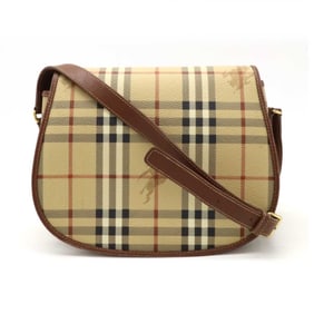 BURBERRY Nova Check Pattern Shoulder Bag PVC Beige Brown Red Black