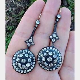 18K & Silver Top 12.00 Ct. Diamond Earrings