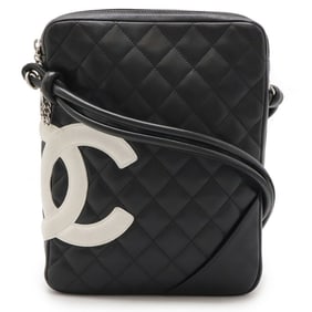 CHANEL Cambon Line Coco Mark Medium Pochette Shoulder Bag Black White A25178