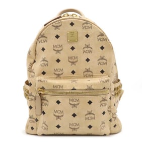 MCM Glam Visetos Backpack Leather Studs Beige MMK65VEIG001