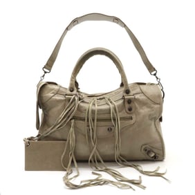 BALENCIAGA The City Editor's Bag Handbag Shoulder Leather Greige 115748