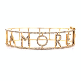 14K Yellow Gold Diamond Bangle Bracelet