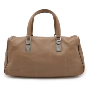 CHANEL Chocolate Bar Handbag Leather Mocha Brown