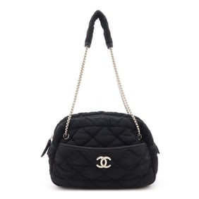 CHANEL Bubble Quilt Chain Shoulder Bag Cotton Jersey Black 6168