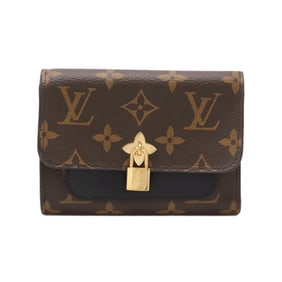 LOUIS VUITTON Louis Vuitton Monogram Portefeuille Flower Compact Tri-fold Wallet Noir Black M62578