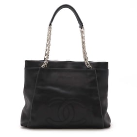 CHANEL Coco Mark Tote Bag Chain Shoulder Caviar Skin Leather Black