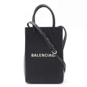 BALENCIAGA Phone Holder Shoulder Bag Pochette Smartphone Case Leather Black 593826