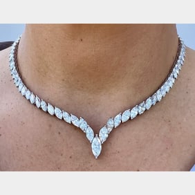 Platinum 34.29 Ct. Graduated Diamond Necklace