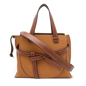 LOEWE Anagram Gate Bag Handbag Tote Shoulder Leather Camel Brown 321.12.U61