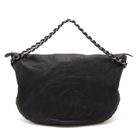 CHANEL Luxury Line Coco Mark Shoulder Bag Chain Leather Black