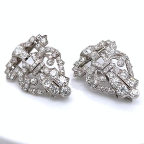 Art Deco Platinum Diamond Clips
