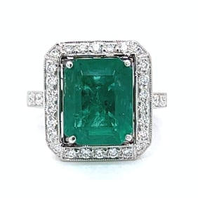 Platinum 4.67 Ct. Emerald & Diamond Ring