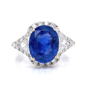 14K White Gold 5.64 Ct. Sapphire & Diamond Ring